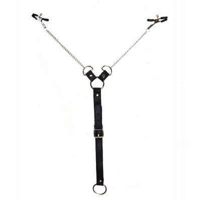 Зажимы для сосков с фиксацией на мошонке Nipple Clamps for Men, Эко кожа Зажимы для сосков с фиксацией на мошонке Nipple Clamps for Men, Эко кожа