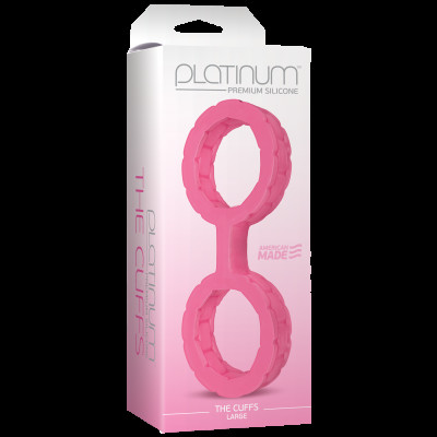 Наручники з силікону Doc Johnson The Cuffs Large - Pink, добре тягнуться, для рук і для ніг Наручники з силікону Doc Johnson The Cuffs Large - Pink, добре тягнуться, для рук і для ніг