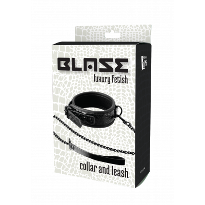 Ошейник с поводком BLAZE LUXURY COLLAR AND LEASH CROCO BLACK Ошейник с поводком BLAZE LUXURY COLLAR AND LEASH CROCO BLACK