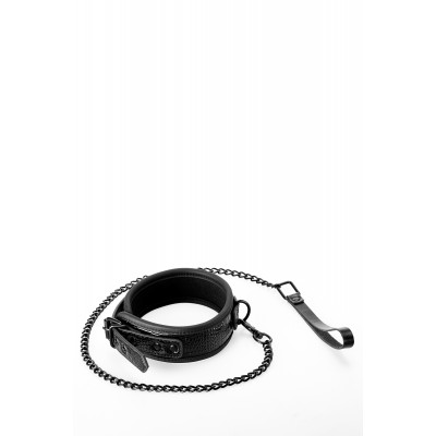 Ошейник с поводком BLAZE LUXURY COLLAR AND LEASH CROCO BLACK Ошейник с поводком BLAZE LUXURY COLLAR AND LEASH CROCO BLACK