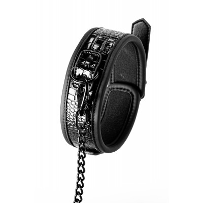 Ошейник с поводком BLAZE LUXURY COLLAR AND LEASH CROCO BLACK Ошейник с поводком BLAZE LUXURY COLLAR AND LEASH CROCO BLACK