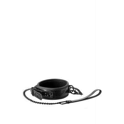 Ошейник с поводком BLAZE LUXURY COLLAR AND LEASH CROCO BLACK Ошейник с поводком BLAZE LUXURY COLLAR AND LEASH CROCO BLACK