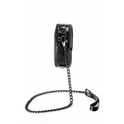Ошейник с поводком BLAZE LUXURY COLLAR AND LEASH CROCO BLACK Ошейник с поводком BLAZE LUXURY COLLAR AND LEASH CROCO BLACK