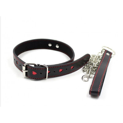 Ошейник с поводком Luxury Fetish Black$Heart