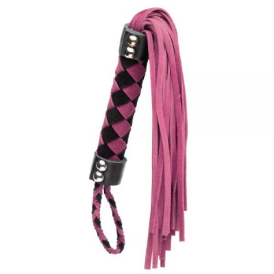 F61418 Плетка из замши ромб FLOGGER BLACK/PINK