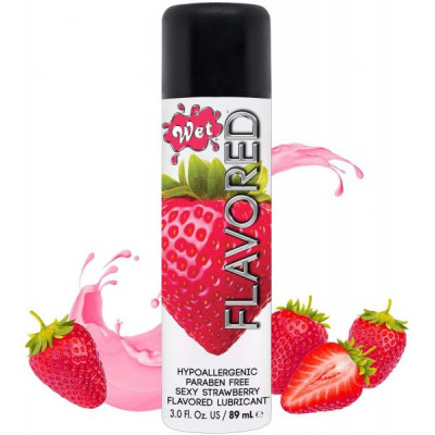 ПРОБНИК Лубрикант Wet Flavored Sexy Strawberry (сочная клубника) 10 мл