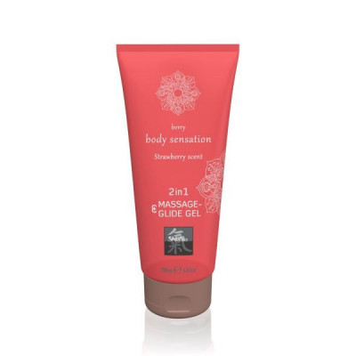 Лубрикант и массажное масло 2 в 1 Massage-& Glide gel 2in1 Strawberry scent, 200 мл