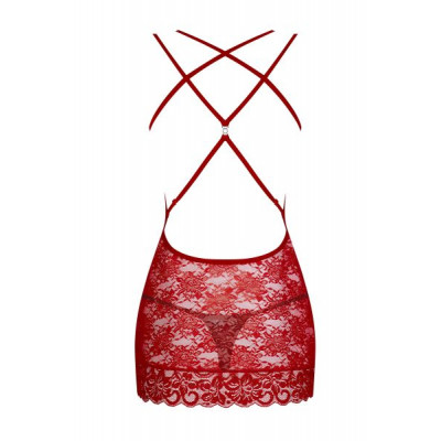Сорочка Obsessive 860-CHE-3 chemise & thong red S/M