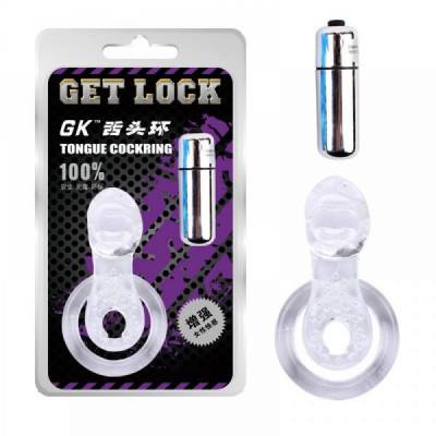 Насадка с язычком и вибропулей GET LOCK Vibe Cocking белая Насадка с язычком и вибропулей GET LOCK Vibe Cocking белая
