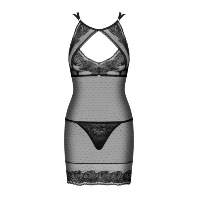 Сорочка кружевная Obsessive Allastia chemise & thong black S/M Сорочка кружевная Obsessive Allastia chemise & thong black S/M