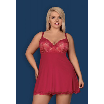 Бебидолл Obsessive Rosalyne babydoll & thong red L/XL