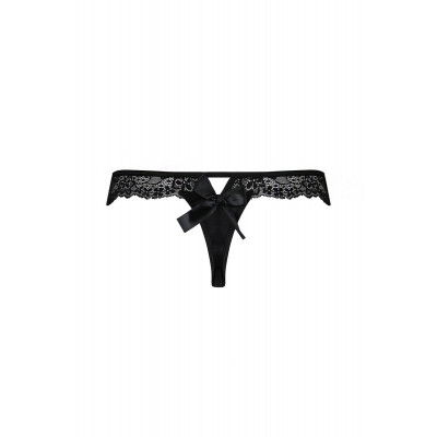 Мереживні трусики-танга з атласним бантиком Naja Thong black XXL/XXXL - Passion Мереживні трусики-танга з атласним бантиком Naja Thong black XXL/XXXL - Passion
