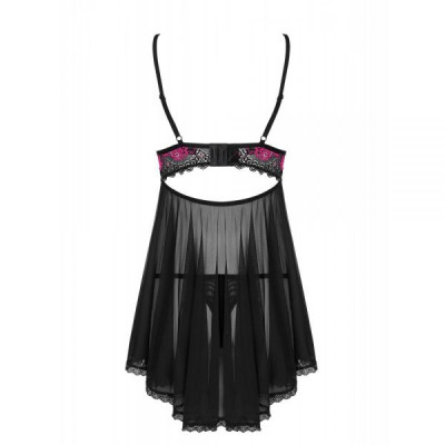 Бебидолл Obsessive Tulia babydoll & thong black L/XL