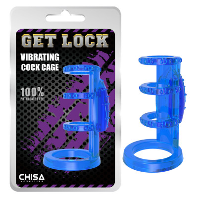 Насадка с вибрацией Chisa Get Lock Vibrating Cock Cage Blue