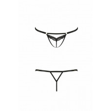 Откровенные трусики-стрепы с кружевом SOLON THONG black L/XL - Passion Exclusive
