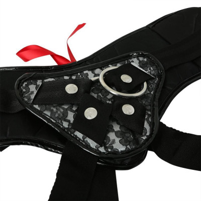 Трусы для страпона Sportsheets - SizePlus Grey&Black Lace Corsette, широкий пояс, бант, кружево Трусы для страпона Sportsheets - SizePlus Grey&Black Lace Corsette, широкий пояс, бант, кружево