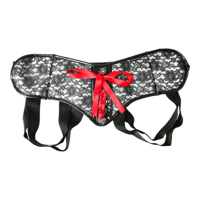 Трусы для страпона Sportsheets - SizePlus Grey&Black Lace Corsette, широкий пояс, бант, кружево Трусы для страпона Sportsheets - SizePlus Grey&Black Lace Corsette, широкий пояс, бант, кружево