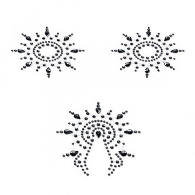 Пестіс з кристалів Petits Joujoux Gloria set of 3 - Black, прикраса на груди та вульву