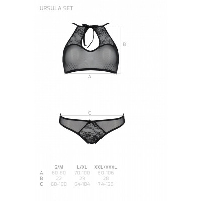 Комплект: бра, трусики з ажурним декором та відкритим кроком Ursula Set black XXL/XXXL — Passion Комплект: бра, трусики з ажурним декором та відкритим кроком Ursula Set black XXL/XXXL — Passion
