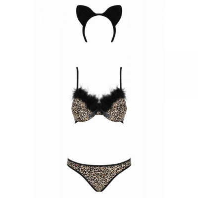 Костюм кошки Obsessive Cheetia 4 pcs set black S/M