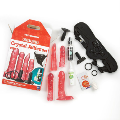 Набор для страпона Doc Johnson Vac-U-Lock Crystal Jellies Set, диаметр 3,8см, 2х4,5см, 5,1см Набор для страпона Doc Johnson Vac-U-Lock Crystal Jellies Set, диаметр 3,8см, 2х4,5см, 5,1см