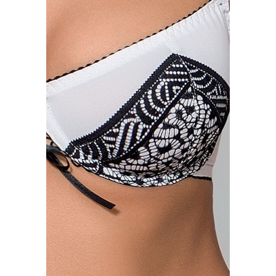 Комплект белья SUELO SET white XXL/XXXL - Passion Exclusive: лиф, стринги, пояс для чулок