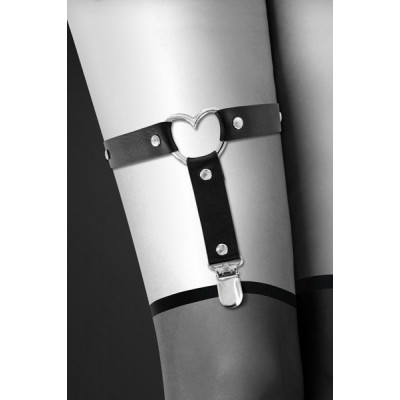 Гартер на ногу Bijoux Pour Toi - WITH HEART Black, сексуальна підв'язка з сердечком, екошкіра Гартер на ногу Bijoux Pour Toi - WITH HEART Black, сексуальна підв'язка з сердечком, екошкіра