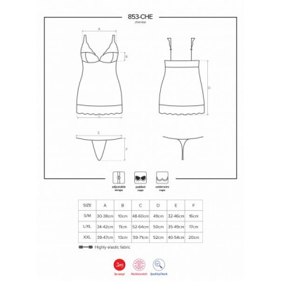 Сорочка Obsessive 853-CHE-2 chemise & thong white S/M