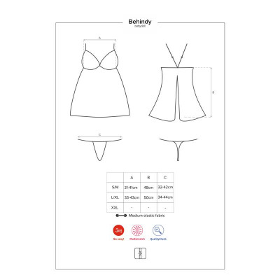 Сорочка Obsessive Behindy babydoll & thong L/XL