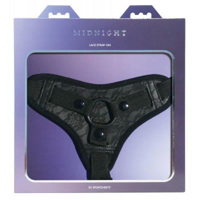 Трусы для страпона Sportsheets Midnight Lace Strap-On, отделка под кружево, комфортные Трусы для страпона Sportsheets Midnight Lace Strap-On, отделка под кружево, комфортные