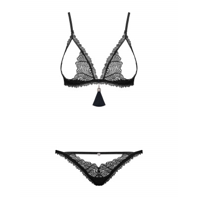 Комплект Obsessive Romanesa (Бюстгальтер и стринги) Black LXL
