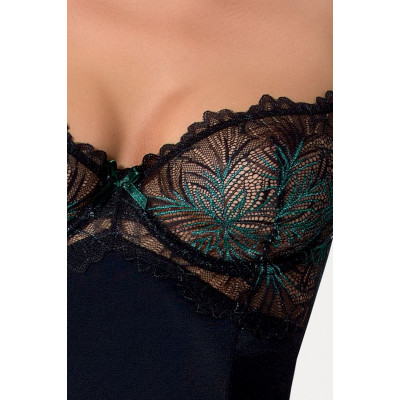 Сорочка приталена з чашечками FLORIS CHEMISE black L/XL - Passion Exclusive, трусики