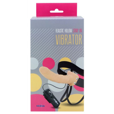 Страпон с вибрацией REALISTIC HOLLOW STRAP ON VIBRATOR 8INCH