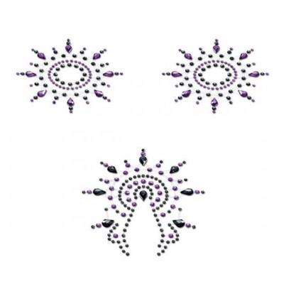 Пестіс з кристалів Petits Joujoux Gloria set of 3 - Black/Purple, прикраса на груди та вульву