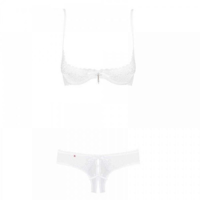 Комплект открытая грудь Obsessive ALABASTRA Set L/XL белый