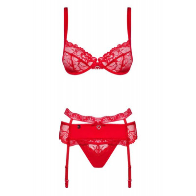 Комплект Obsessive Heartina 3 pcs set S/M SM красный
