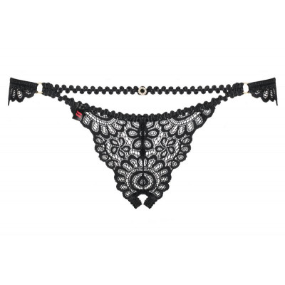 Стринги Obsessive Mixty crotchless panties black S/M