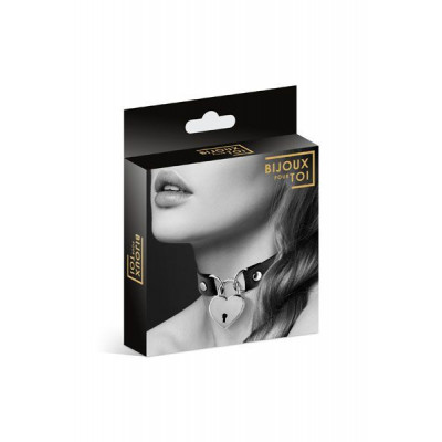 Чокер с замочком-сердечком Bijoux Pour Toi - HEART LOCK Black, экокожа