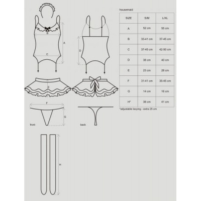Костюм горничной Obsessive Housemaid S/M черно-белый