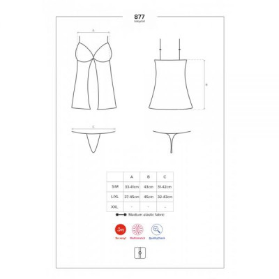 Бебидолл Obsessive 877-BAB-1 babydoll & thong L/XL Бебидолл Obsessive 877-BAB-1 babydoll & thong L/XL