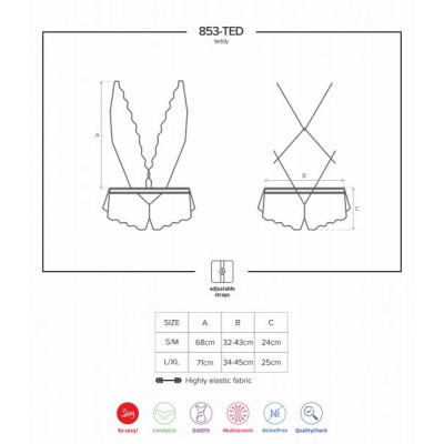Боди Obsessive 853-TED-2 teddy S/M