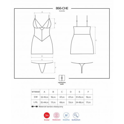 Сорочка Obsessive 866-CHE-1 chemise & thong S/M