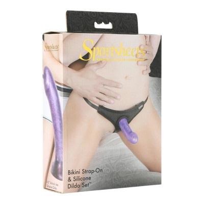 Трусики-стринги со страпоном Sportsheets Bikini Strap-On, диаметр 3,5см Трусики-стринги со страпоном Sportsheets Bikini Strap-On, диаметр 3,5см