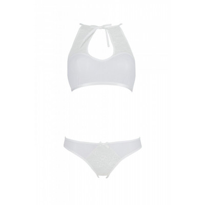 Комплект: бра, трусики з ажурним декором та відкритим кроком Ursula Set white S/M — Passion Комплект: бра, трусики з ажурним декором та відкритим кроком Ursula Set white S/M — Passion