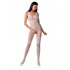 Бодістокінг Passion BS069 white, комбінезон, імітація панчох і боді