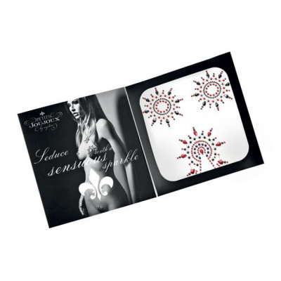 Пестіс з кристалів Petits Joujoux Gloria set of 3 - Black/Red, прикраса на груди та вульву Пестіс з кристалів Petits Joujoux Gloria set of 3 - Black/Red, прикраса на груди та вульву