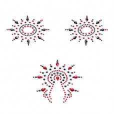 Пестіс з кристалів Petits Joujoux Gloria set of 3 - Black/Red, прикраса на груди та вульву