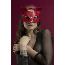 Маска кішечки Feral Feelings - Catwoman Mask, натуральна шкіра, червона