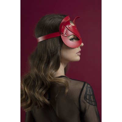 Маска кішечки Feral Feelings - Catwoman Mask, натуральна шкіра, червона Маска кішечки Feral Feelings - Catwoman Mask, натуральна шкіра, червона