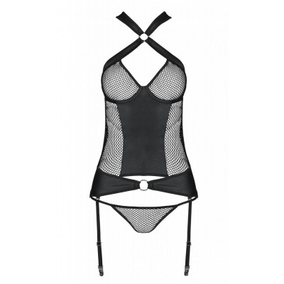 Сітчастий комплект корсет з халтером, зйомні підв'язки та трусики Amanda Corset black S/M - Passion Сітчастий комплект корсет з халтером, зйомні підв'язки та трусики Amanda Corset black S/M - Passion